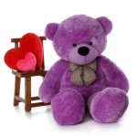 5 Feet Purple Teddy Bear with a Bow